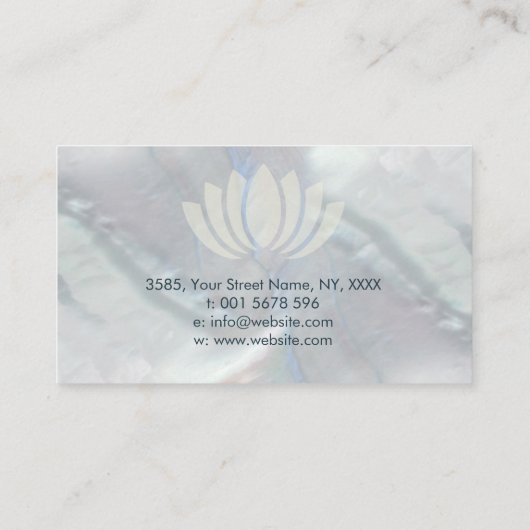 霊気治療の記号および手のアクアマリンの石 名刺 (裏面)