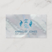 霊気治療の記号および手のアクアマリンの石 名刺 (正面)