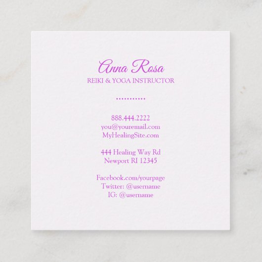 ~霊気癒しの手が光る軽労働者マッサージ スクエア名刺 (裏面)