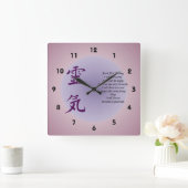 霊気記号(今日のみ感動的) スクエア壁時計 (ホーム)