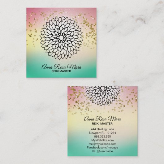 *~*霊気Energy Healer Mandra Massage Yoga スクエア名刺 (正面/裏面)