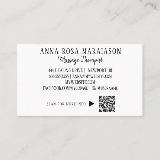 *～*。霊気QRマッサージセラピストマッサージセラピー  名刺 (裏面)