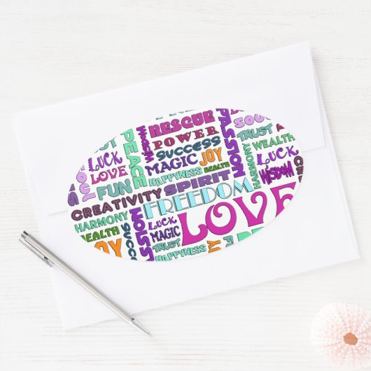 霊的なやり方の言葉 楕円形シール (封筒)