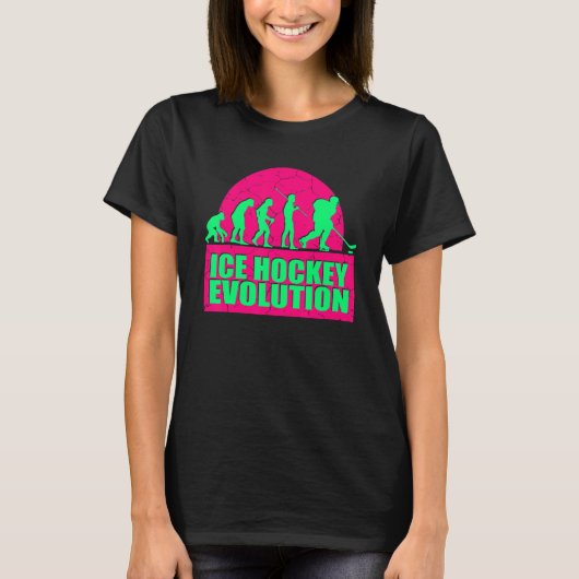霊長類から人間のアイスホッケーホッケーの進化まで Tシャツ (正面)