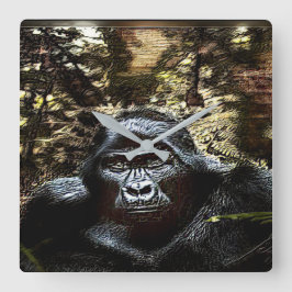 霊長類モデル：卓越したゴリラ02 スクエア壁時計