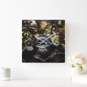 霊長類モデル：卓越したゴリラ02 スクエア壁時計 (ホーム)