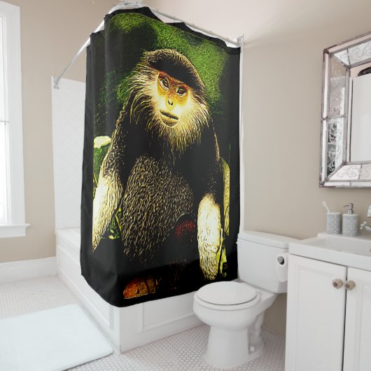 霊長類モデル：赤いシャンクダック01 シャワーカーテン (インサイチュ)