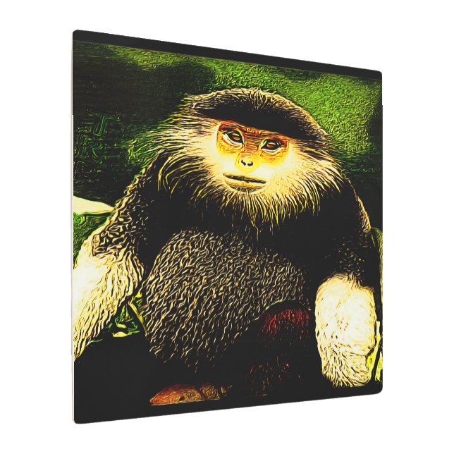 霊長類モデル：赤いシャンクダック01 メタルプリント (アングル)