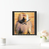 霊長類モデル： Hamadryas baboon 01 スクエア壁時計 (ホーム)