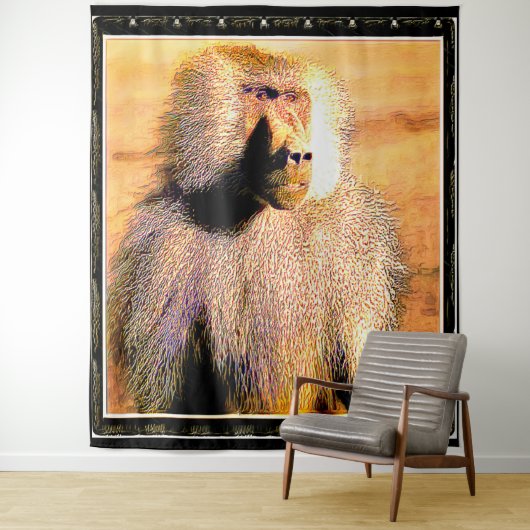 霊長類モデル： Hamadryas baboon 01 タペストリー (インサイチュ)