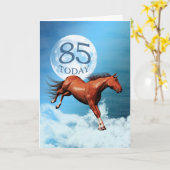 霊馬と85歳の誕生日カード カード (黄色い花)