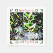 霜で覆われたホリーとクモの巣のクリスマスデザイン スタンダードカクテルナプキン (正面)