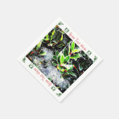 霜で覆われたホリーとクモの巣のクリスマスデザイン スタンダードカクテルナプキン (角)