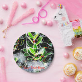 霜で覆われたホリーとベリーのクリスマス ペーパープレート (パーティー)