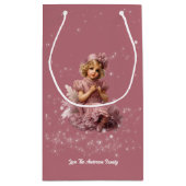 霜とピンクのノスタルジックなメリークリスマス淡い色の。 スモールペーパーバッグ (裏面)