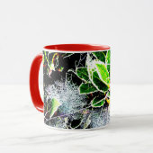 霜と蜘蛛の巣は、クリスマスのためのホリとベリー マグカップ (正面左)