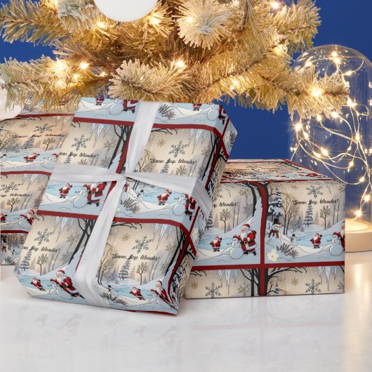 霜と金ゴールド ラッピングペーパー (クリスマス)