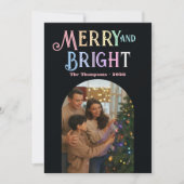 霜のついたパステルカラーの「一年を振り返って」写真クリスマス シーズンカード (正面)