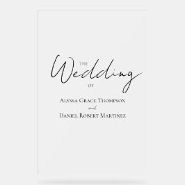 霜のついたミニマルなウェディングウェルカム アクリルサイン