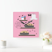 霜のない結婚ケーキ: スクエア壁時計 (ホーム)