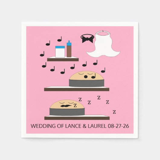 霜のない結婚ケーキ: スタンダードカクテルナプキン (正面)