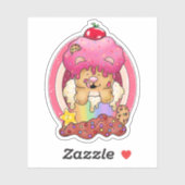 霜のカラフル付いたクマのカップケーキ| シール (シート)