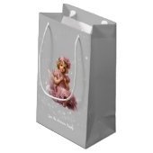 霜のピンクでノスタルジックなメリークリスマス スモールペーパーバッグ (裏面アングル)