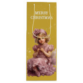 霜のピンクでノスタルジックなメリークリスマス ワインギフトバッグ (正面)