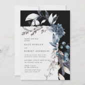 霜の冬の花のウェディング招待状 (正面)