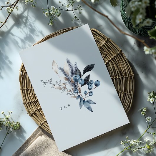 霜の冬の花のウェディング招待状