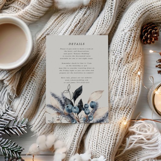 霜の冬の花束 ウェディングインフォカード エンクロージャーカード