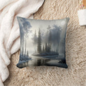 霜の凍ってい降った木のある川 クッション (ブランケット)