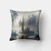 霜の凍ってい降った木のある川 クッション (裏面)