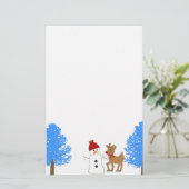 霜の木と雪だるまとトナカイ 便箋 (スタンド正面)