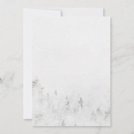 霜の松素朴白い赤ちゃんガールシャワー 招待状 (裏面)