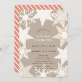 霜の降った雪片ブラウンクッキー交換パーティー 招待状