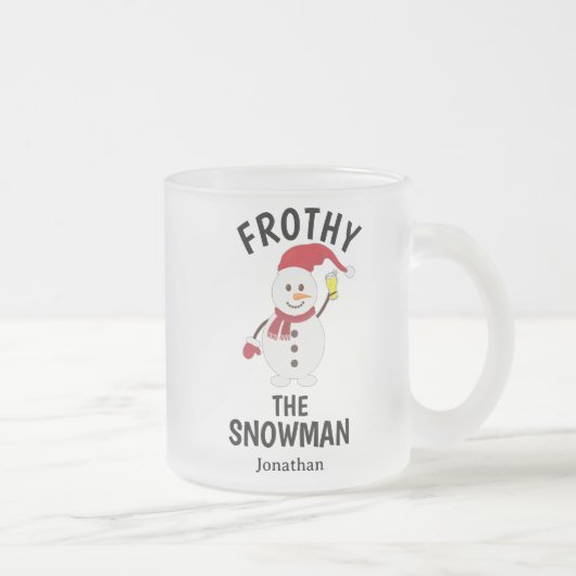 霜の降りたおもしろい雪だるまパーソナライズされた コーヒーマグカップ (右)