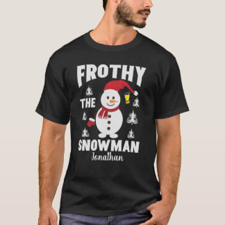 霜の降りたおもしろい雪だるま Tシャツ