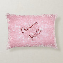 霜の降りたなピンクのクリスマスの輝き アクセントクッション