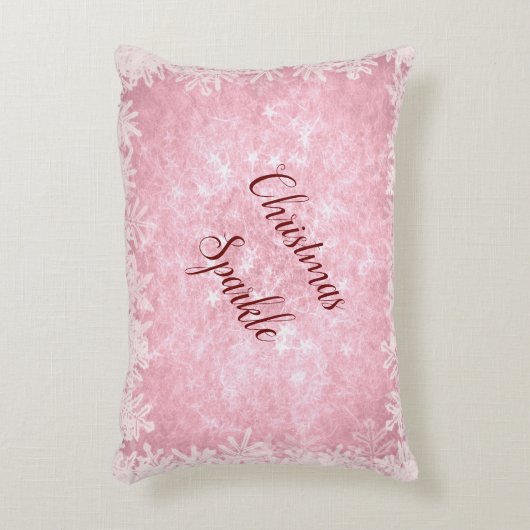 霜の降りたなピンクのクリスマスの輝き アクセントクッション (正面(垂直))