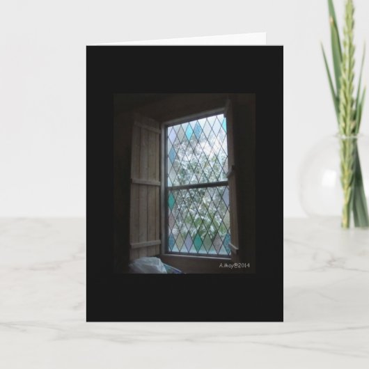 霜の降りたな冬の窓の空白のなカード シーズンカード (正面)
