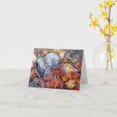 霜の降りたな葉 カード (黄色い花)