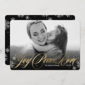 霜の降りたような美しいホリデーシーズンの写真カード ブラック シーズンカード (正面/裏面)