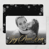 霜の降りたような美しいホリデー写真カード ブラック シーズンカード (正面/裏面)