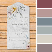 霜の降りたウィンターパステルフローラモダンノディナー オールインワン招待状