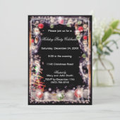 霜の降りたオーナメントバウズクリスマスパーティの招待状 招待状 (スタンド正面)