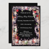 霜の降りたオーナメントバウズクリスマスパーティの招待状 招待状 (正面/裏面)