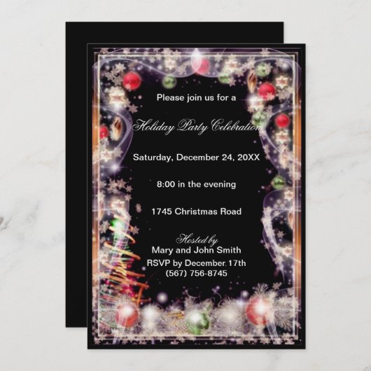 霜の降りたオーナメントバウズクリスマスパーティの招待状 招待状