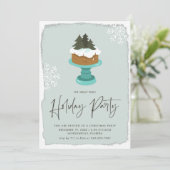 霜の降りたクリスマスケーキ |ホリデーパーティー招待状 (スタンド正面)