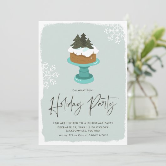 霜の降りたクリスマスケーキ |ホリデーパーティー招待状 (スタンド正面)